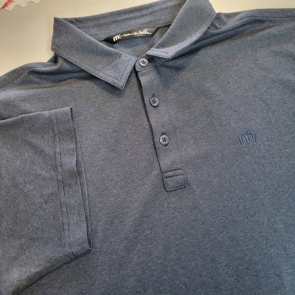 Travis Mathew Mens Gray Heather Short Sleeve Golf‎ Polo Shirt L 100% Polyester